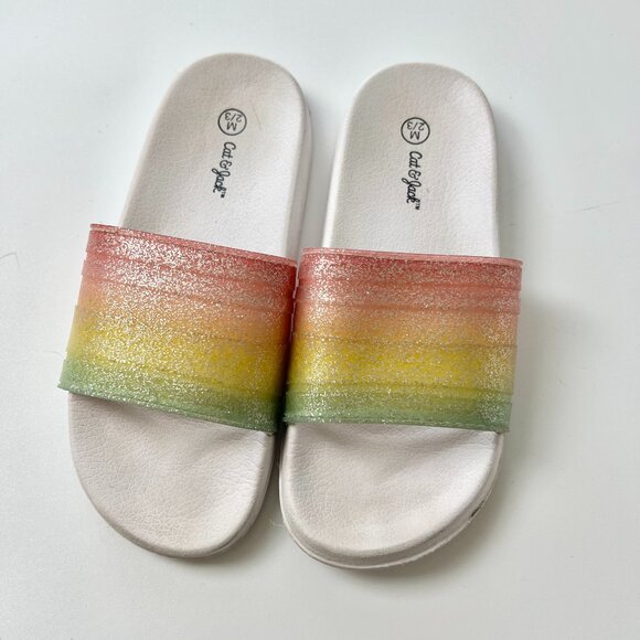 Girls 2/3 Cat & Jack Rainbow Sandals Slides - Picture 1 of 3